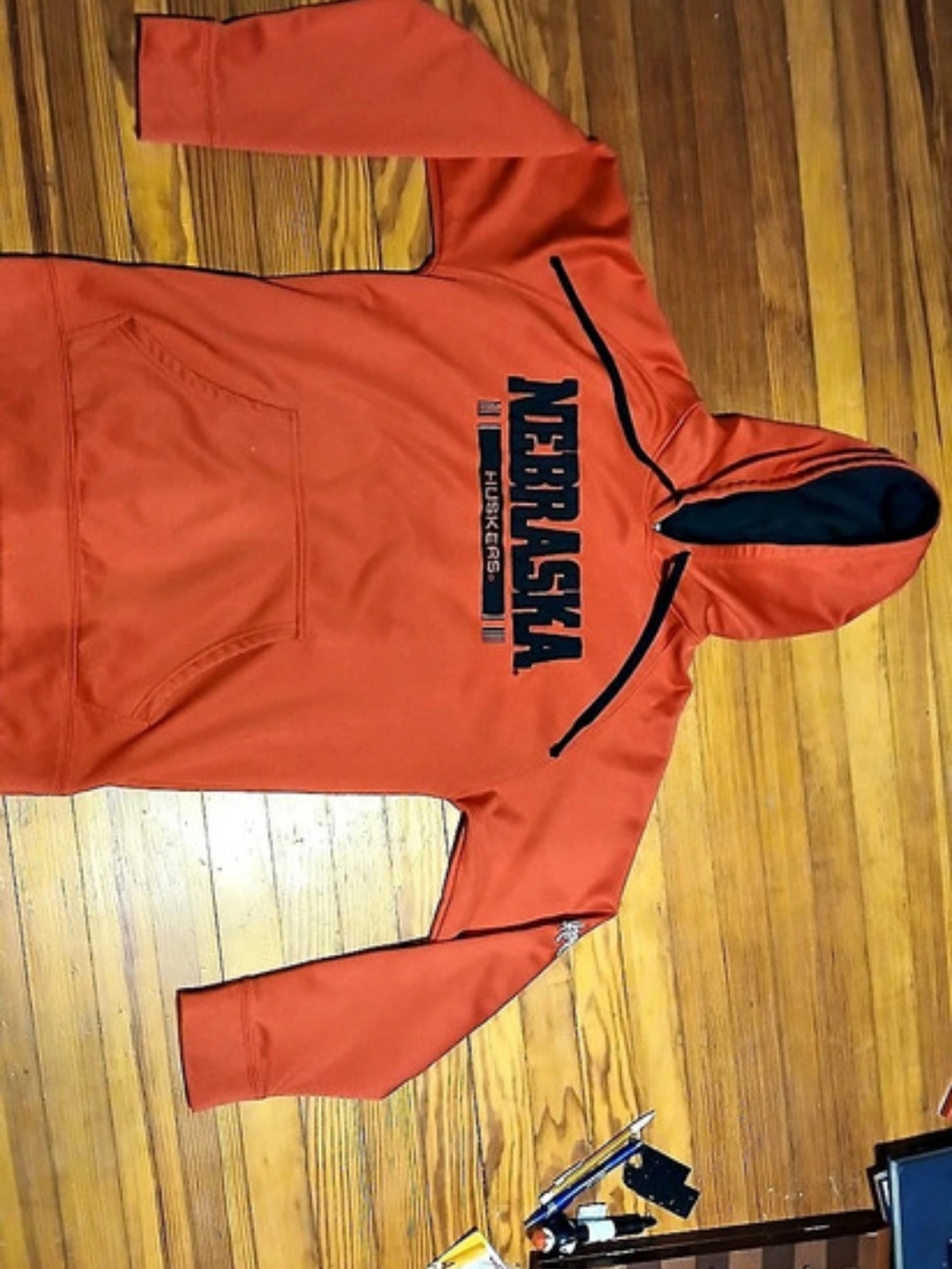 Champion Men's Orange Hooded Windbreaker Size Medium